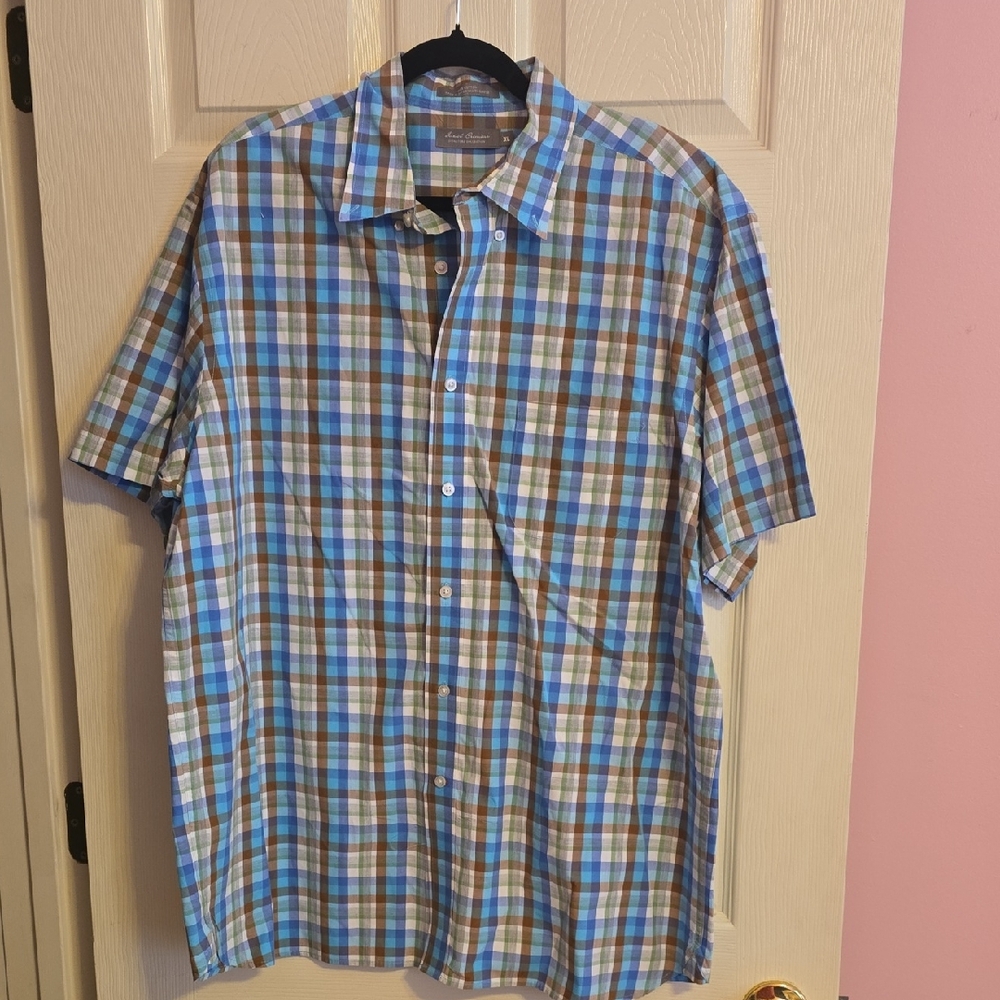 Daniel Cremieux Blue and Brown Plaid Shirt‎